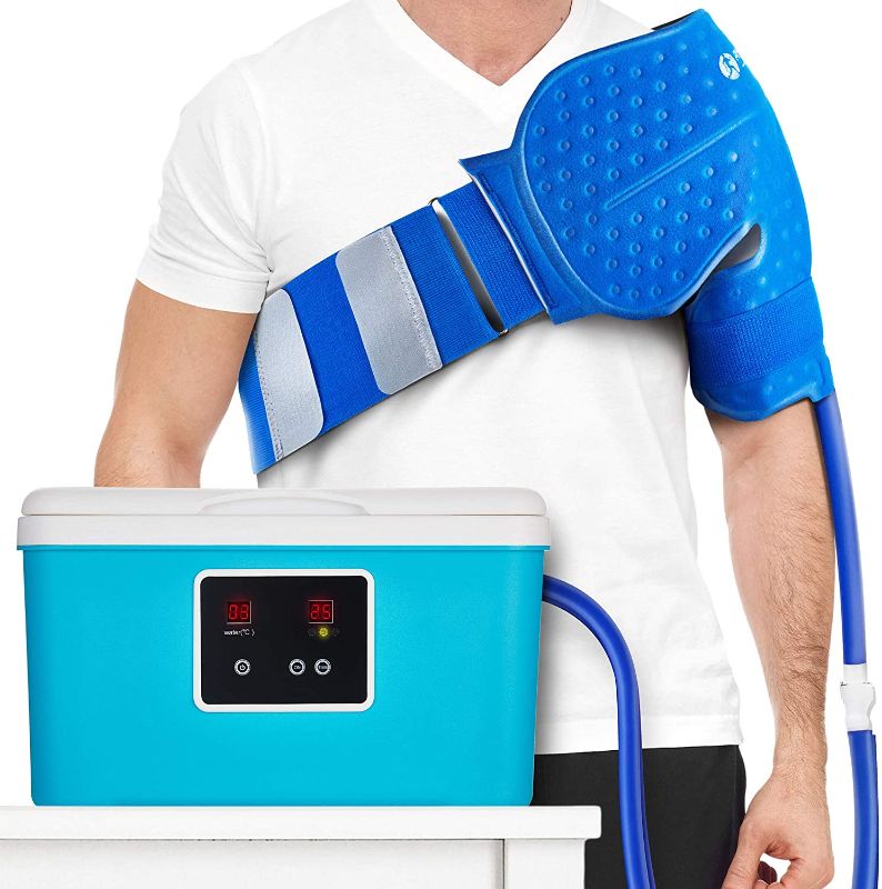 Photo 1 of Cold Therapy System with Large Shoulder Pad — for Post-Surgery Care, Rotator Cuff Tears, Swelling, Sprains, Inflammation, and Other Injuries — Wearable, Adjustable, Ergonomic — Cryotherapy Freeze Kit
