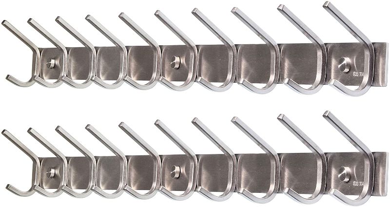 Photo 1 of 10 Hooks,WEBI Heavy Duty Stainless Steel 304 Hook Rail Coat Rack with 10 Hooks, Satin Finish, Great Home Storage & Organization for Bedroom, Bathroom, Foyers, Hallways,2Packs
