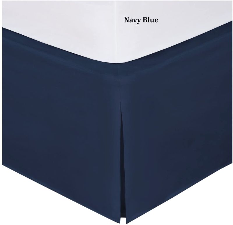 Photo 1 of Fancy Collection Easy Care Tailored Microfiber Bed Skirt Solid New (King, Navy Blue)
