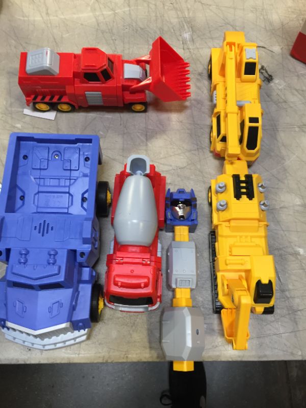 Photo 3 of SNAEN Toys for 3 4 5 6 7 Year Old Boys - Construction Vehicles Transform Robot Kids Toys, STEM Building Toddler Toys for Kids Ages 4-8 w/ Pull-Back Toys, 5-in-1 Trucks Gifts for Boys Girls
