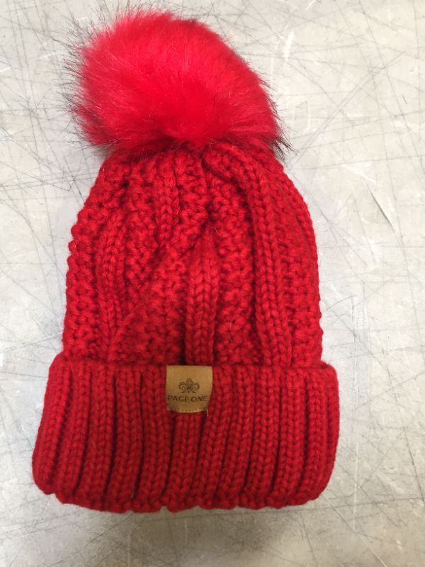 Photo 1 of Alepo Womens Winter Beanie Hat, Warm Fleece Lined Knitted Soft Ski Cuff Cap with Pom Pom
