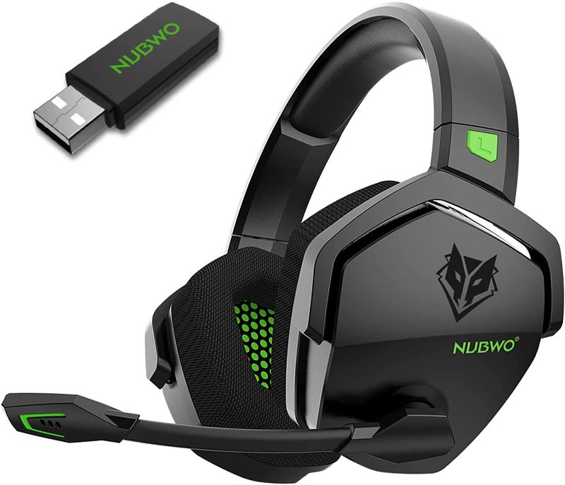 Photo 1 of NUBWO G06 Wireless Gaming Headset with Microphone for PS5, PS4, PC, Mac, 3-in-1 Gamer Headphones with Mic, 2.4GHz Wireless for Playstation Console, Bluetooth Mode for Switch, Wired Mode for Controller Green 
