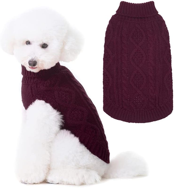 Photo 1 of BINGPET Turtleneck Knitted Dog Sweater - Classic Cable Knit Dog Jumper Coat, Warm Pet Winter Clothes Outfits for Dogs Cats in Cold Season