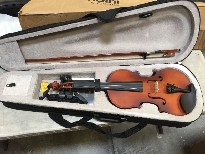 Photo 2 of ?Mendini By Cecilio Violin For Kids & Adults - 3/4 MV300 Satin Antique Violins, Student or Beginners Kit w/Case, Bow, Extra Strings, Tuner, Lesson Book - Stringed Musical Instruments
