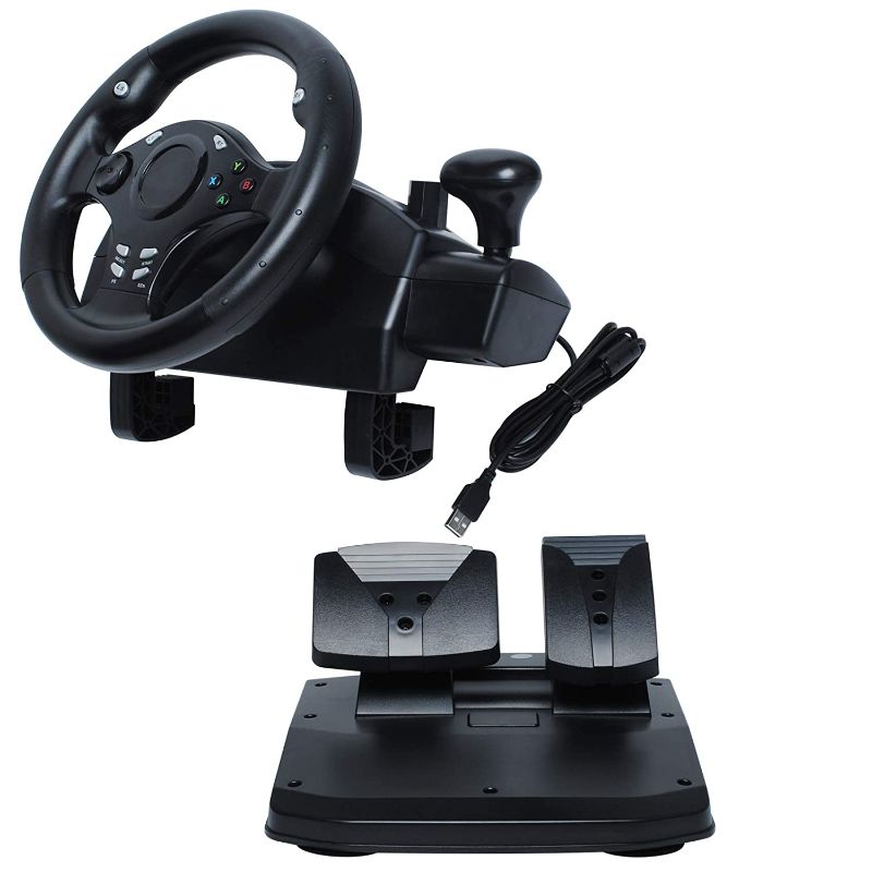 Photo 1 of R270 Degree Gaming Racing Steering Wheel w/ Pedals for compatible with XBOX ONE XBOX 360 PC Driving Force Steering Wheel PS3 PS4
