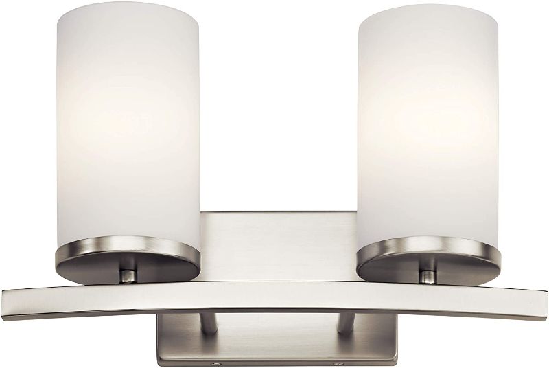 Photo 1 of Kichler Crosby 15" 2 Light Vanity Light Satin Etched Cased Opal Brushed Nickel
