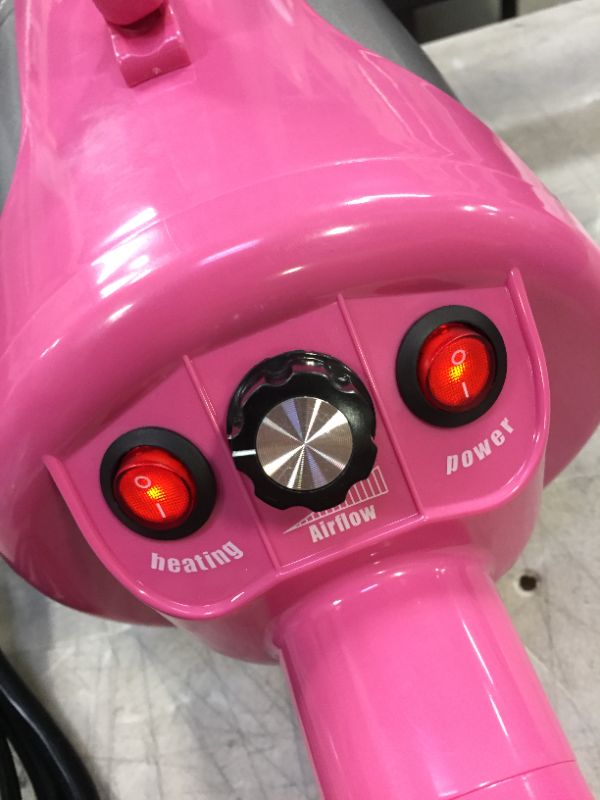 Photo 3 of 3.2HP Stepless Adjustable Speed Pet Hair Force Dryer Dog Grooming Blower with Heater (Pink)