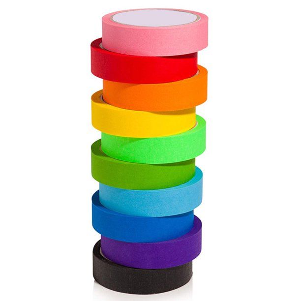 Photo 1 of 10 Pcs of 10 Colors 20m Colored Masking Tape Rainbow Color Easy Tear Home Decoration Office Supplies
