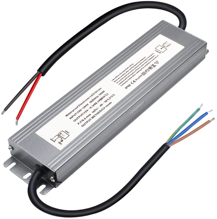 Photo 1 of 12V 100W LED Power Supply, IP68 Rainproof Waterproof Outdoor Driver,AC 100-260V to DC 12V 8.3A Low Voltage Transformer, Adapter Converter for LED Light, Computer Project, Outdoor Use