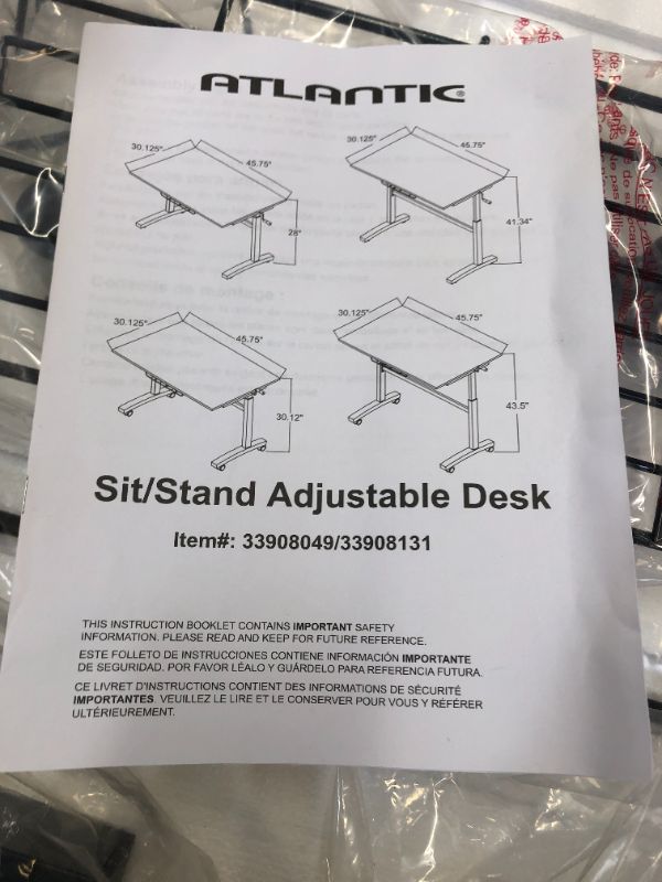 Photo 2 of Atlantic Crank Adjustable Height Desk - Sit or Stand at This Large Workspace, Heavy Gauge Steel Frame in Black
