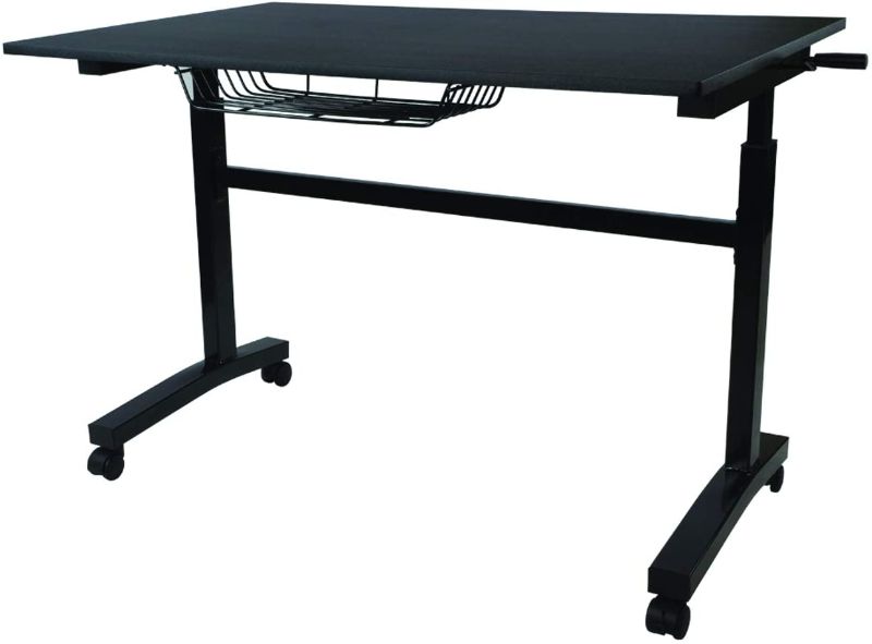 Photo 1 of Atlantic Crank Adjustable Height Desk - Sit or Stand at This Large Workspace, Heavy Gauge Steel Frame in Black
