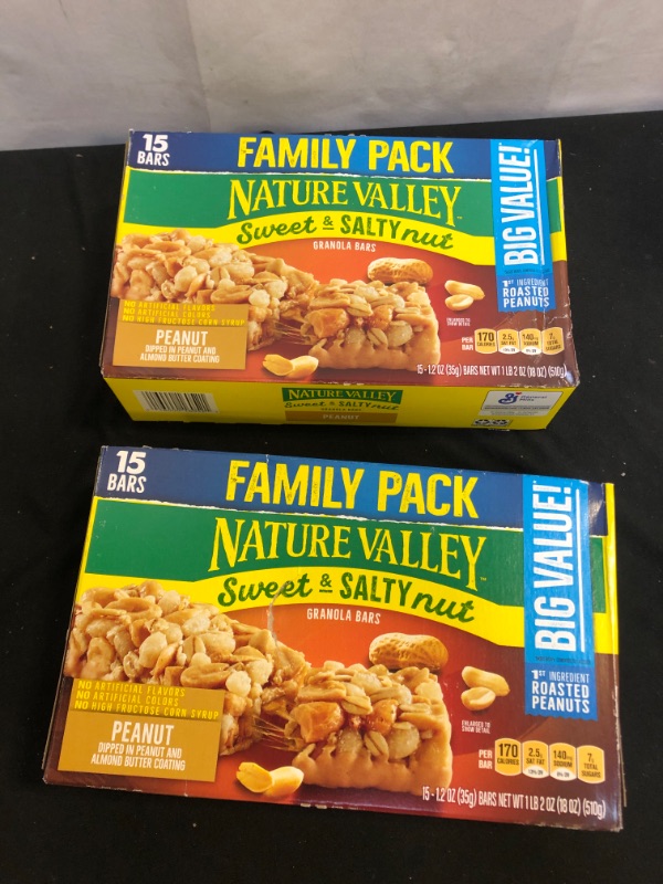 Photo 2 of 2 pack - Nature Valley Granola Bars, Sweet and Salty Nut, Peanut Granola Bars, 18.5 oz, 15 ct
exp - dec - 18 - 21 
