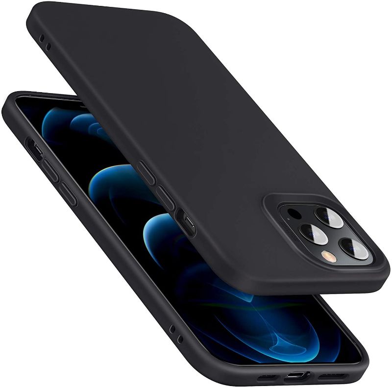 Photo 1 of  Premium Silicone Designed for iPhone 12 Case and iPhone 12 Pro Case,[Liquid Silicone] [Soft Touch Gel Rubber] [Full Body Shockproof Protection] [Microfiber Lining], (2020) 6.1" - Black PACK OF 2