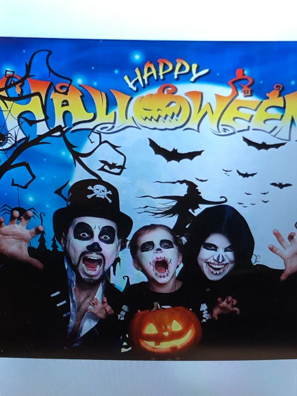 Photo 1 of  5X7FT HAPPY HALLOWEEN BACKDROP HALLOWEEN THEME WITCH CASTLE PHOTO BACKGROUND MOON NIGHT PUMPKIN BATS SPIDERS GHOST GRAVEYARD BACKDROPS FOR PHOTOGRAPHY