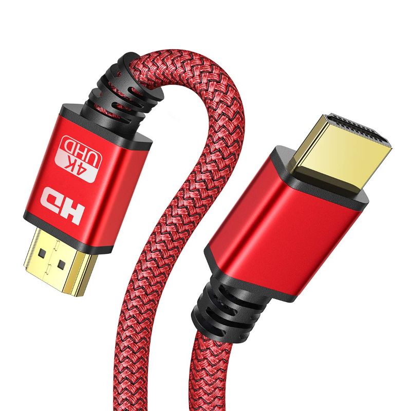 Photo 1 of 4K HDMI Cable 6ft, High Speed 18Gbps HDMI 2.0 Cable, Supports 4K HDR,3D,2160p,1080p,Ethernet and Audio Return 30AWG Braided HDMI Cord, 60HZ Compatible UHD TV,PS4,PS3,Blu-ray,PC,Projector (Red)
