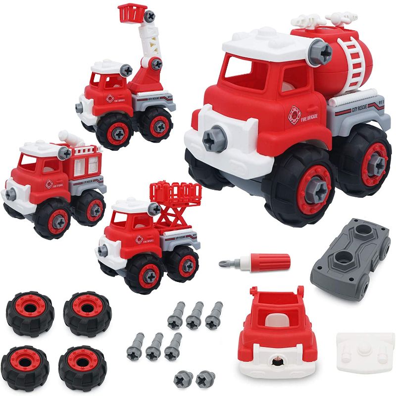 Photo 1 of [4 in 1] Toddler Take Apart Toys for 2 3 4 Year Old Boys KANKOJO Take Apart Construction Truck Toys[Fire Truck][Friends] Toy Trucks for Boys Age 4 5 6, Build A Truck for DIY Gift, Fun, Educational
