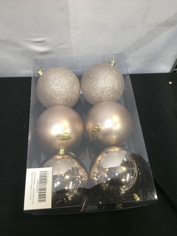 Photo 2 of 100MM/4 Large Christmas Ornaments, Christmas Ball Ornament Set for Xmas Tree, Shatterproof Decorations for Holiday, Party, Halloween, Thanksgiving, Christmas Decor - 6PCS, Deep Gold.
