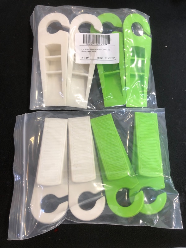 Photo 2 of 2 pack - 4 PCS Door Stop Wedges. Rubber Door stoppers with Hooks are Easy to Store. The Design of Door Stops is Simple and Modern.They are Suitable for All Floors. (Green,White)
