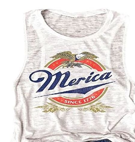 Photo 1 of Erxvxp Women Tank Tops Sleeveless Merica Since 1776 Racerback T-Shirt Vest for Independence Day (White, XX-Large)
