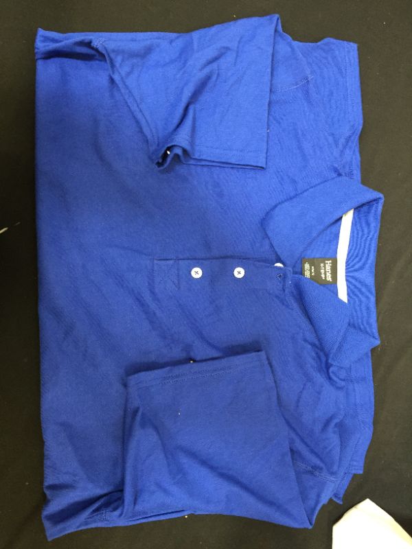 Photo 2 of Hanes Men's X-Temp Performance Pique Polo Short Sleeve Shirt MEDIUM ROYAL BLUE 