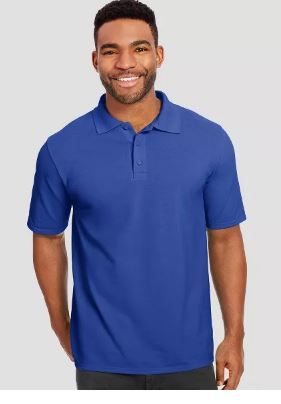 Photo 1 of Hanes Men's X-Temp Performance Pique Polo Short Sleeve Shirt MEDIUM ROYAL BLUE 