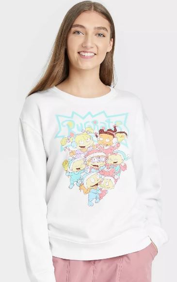 Photo 1 of Women's Holiday Rugrats Graphic Sweatshirt - White XL