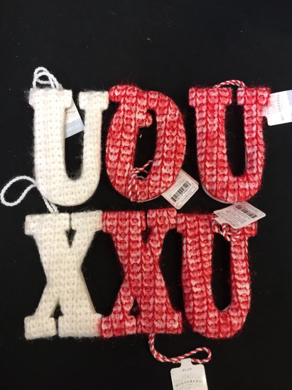 Photo 1 of 6 pack - letter Christmas ornaments 