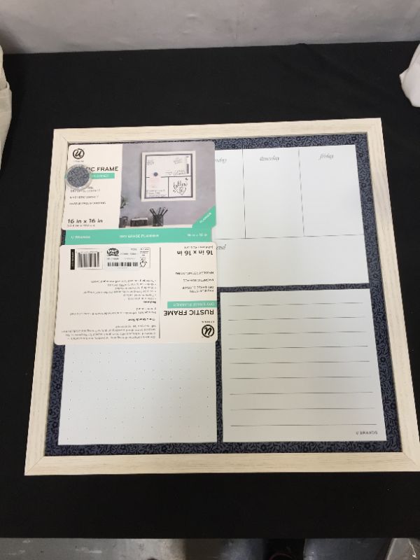 Photo 2 of U Brands 16"x16" Magnetic Dry Erase Planner Board Rustic White Frame