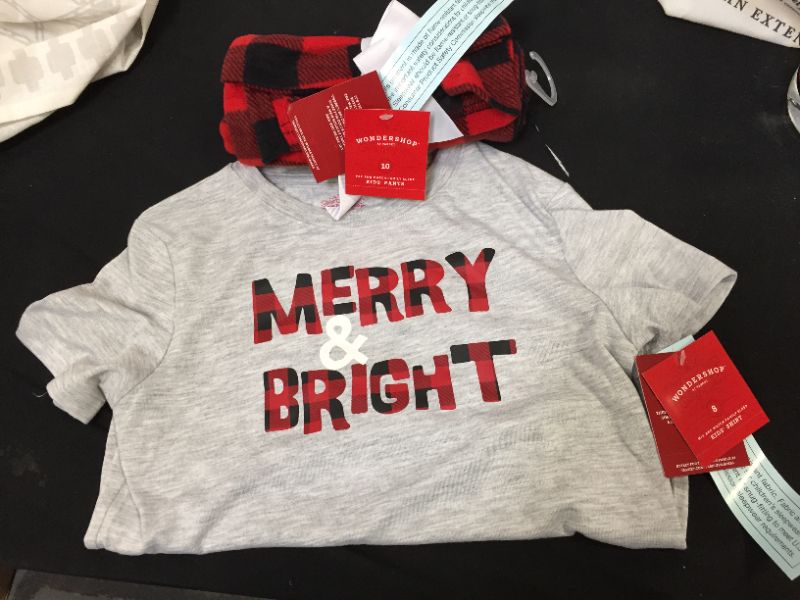 Photo 2 of Kids' Holiday 'Merry and Bright' Matching Family Pajamas - Wondershop™ Gray
pants - size 10
shirt - size 8