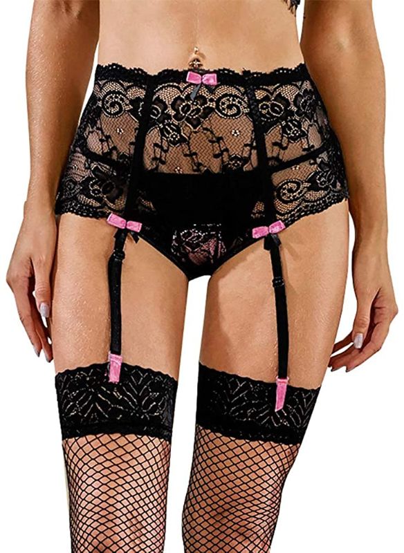 Photo 1 of Garter Belt Womens Sexy Lace High Waist Sheer Fishnet Garter Lingerie SIZE SMALL