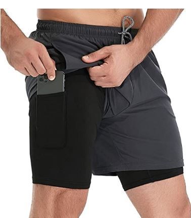 Photo 1 of TELALEO Mens 2 in 1 Running Shorts Workout Training Athletic 5" Gym Double Layer Short with Zipper Pockets SIZE X-LARGE
