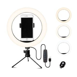 Photo 1 of 10" Selfie Ring Light with Stand - iPhone Stand with Light - Tripod for iPhone - Phone Holder
