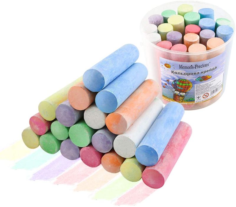 Photo 1 of  20 Pieces Colorful Chalks, Thick Washable Sidewalk Chalk, Tapered Conical Colorful Chalks, Multi-Color Street Chalks