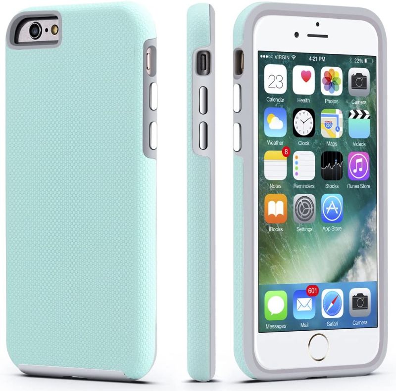 Photo 1 of  iPhone 6 Plus / 6s Plus Case, Dual Guard Protective Shock-Absorbing Scratch-Resistant Rugged Drop Protection Cover for Apple iPhone 6 Plus / 6S Plus (5.5") - Mint