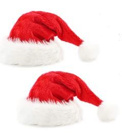 Photo 1 of Christmas Hat, Santa Hat, Xmas Holiday Hat for Adults , Unisex Velvet Comfort Christmas Hats Extra Thicken Classic Fur for Christmas New Year Festive Holiday Party Supplies 2PK
