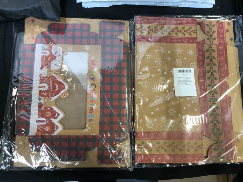 Photo 1 of Christmas Cookie Boxes for Gift Giving, 16 PCS Bakery Treat Containers Cookie Tins with Window for Holiday Christmas Dessert Candy Cupcake Pastry Food Packaging Boxes with Lids 8.3"x6"x2.8" 2 PKS
