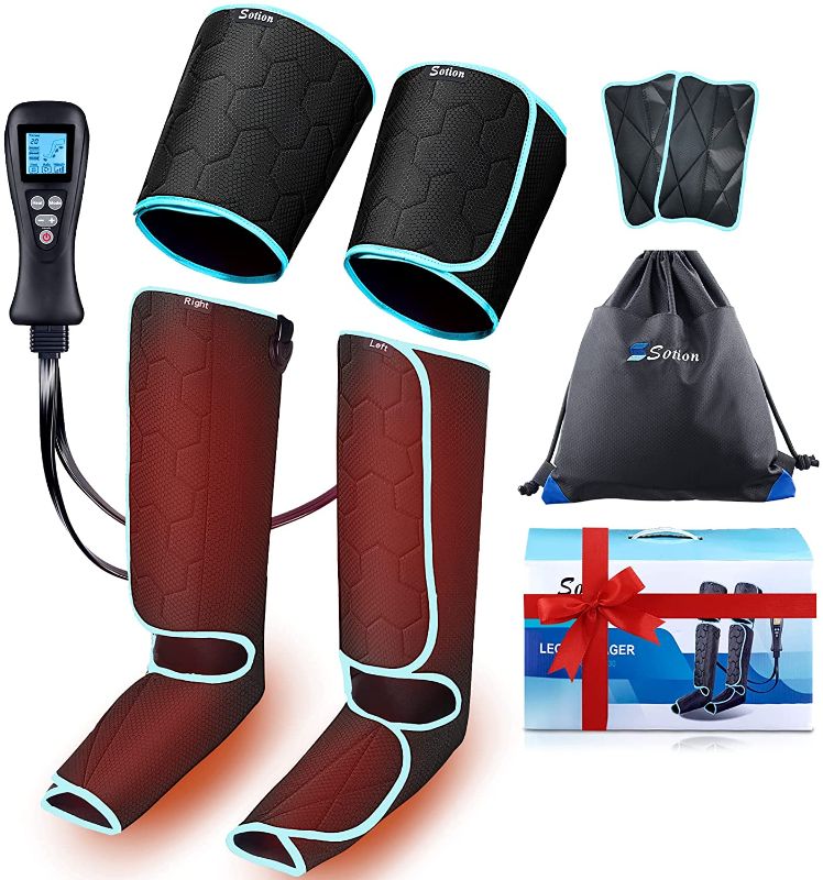 Photo 1 of Sotion Pro Leg Massager, for Circulation and Relaxing Muscles,Foot Calf Thigh Massage Air Compression Machine with Convenient Travel Bag,Sequential Therapy Device Gifts for Dad and Mom
