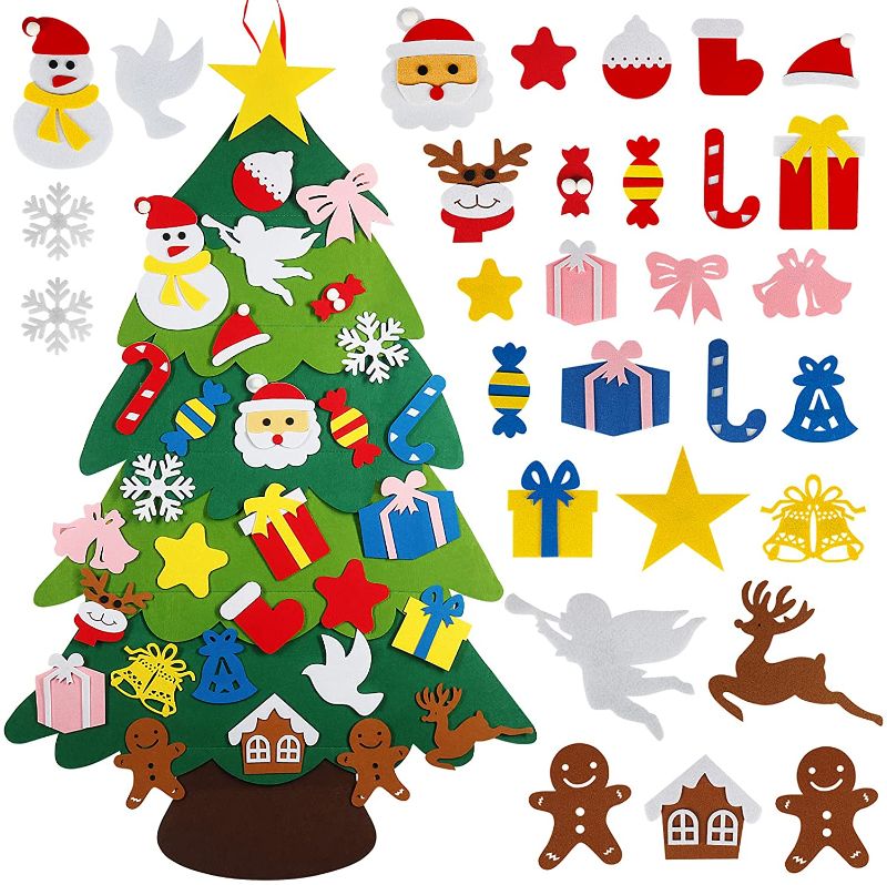 Photo 1 of Advantez Felt Christmas Tree, DIY Christmas Tree?3.35ft&30pcs Ornaments, Felt Xmas Tree for Kids Toddlers Door Wall Hanging Home Supplies Christmas Party Decoration
