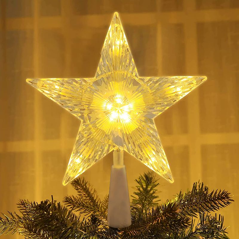 Photo 1 of Afirst Christmas Tree Topper Star - Battery Operated Christmas Tree Star Topper Lighted LED Lights Xmas Decor (Batteries not Included)
