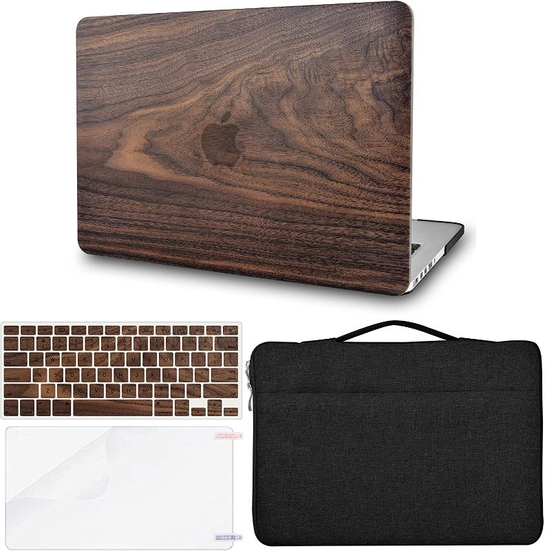 Photo 1 of KECC Compatible with MacBook Pro 13 inch Case 2019-2016 Touch Bar A2159 A1989 A1706 A1708 Protective Plastic Hard Shell + Keyboard Cover + Sleeve Bag + Screen Protector (Walnut Wood)
