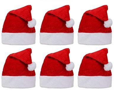 Photo 1 of 6 pcs Soft Plush Santa Hat Cap|Xmas Holiday Hat|Christmas Hats|Santa Claus Cap?for Christmas New Year Festive Holiday Party Supplies?Velvet Plush Super Soft Thickening for Adult and Kids (soft plush)
