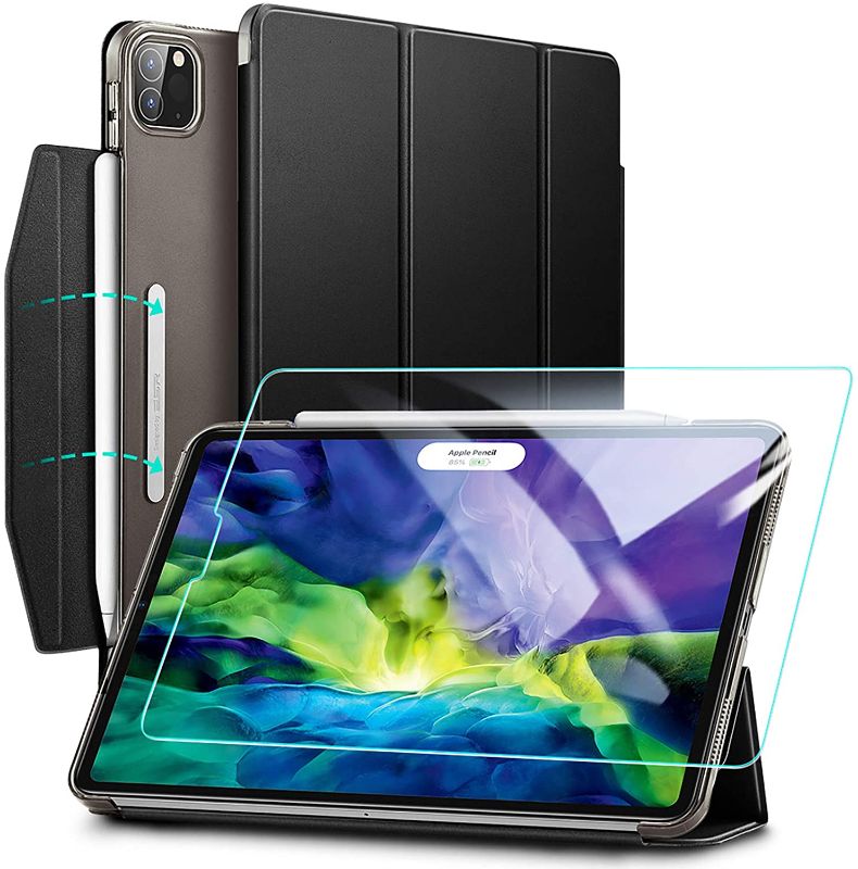 Photo 1 of ESR Yippee Trifold Smart Case for iPad Pro 11 2020 with Screen Protector, [Auto Sleep/Wake] [Supports Pencil Wireless Charging], Lightweight Stand Case Cover with Clasp - Black
