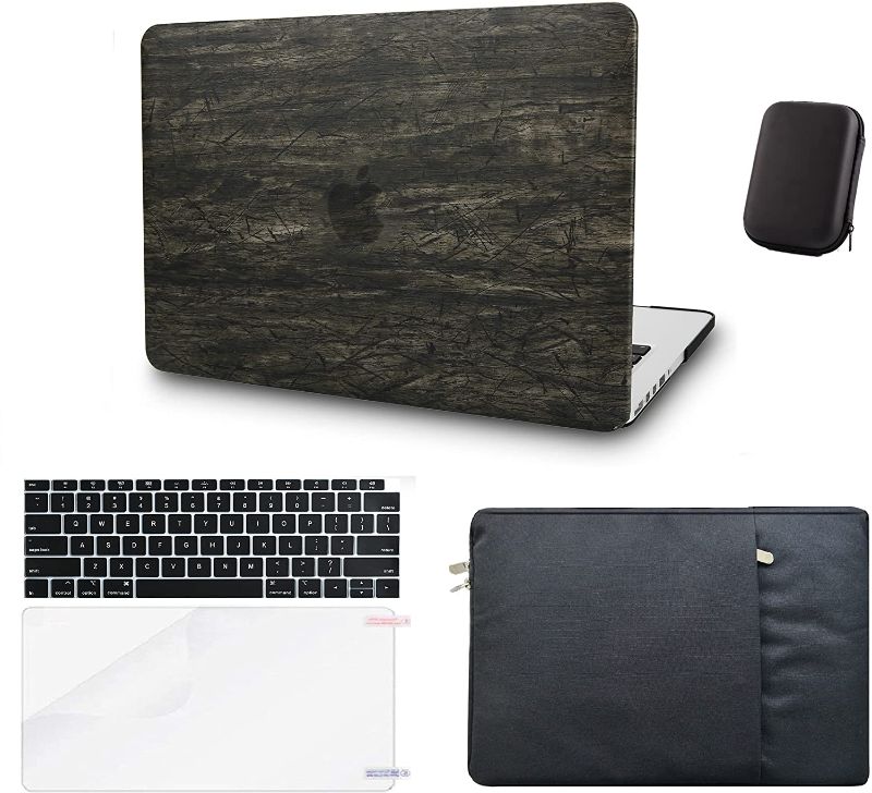 Photo 1 of KECC Compatible with MacBook Air 13 inch Case A1932 Retina Display + Touch ID ltalian Leather Hard Shell + Keyboard Cover + Sleeve + Screen Protector + Charging Bag (Brown Wood Leather)

