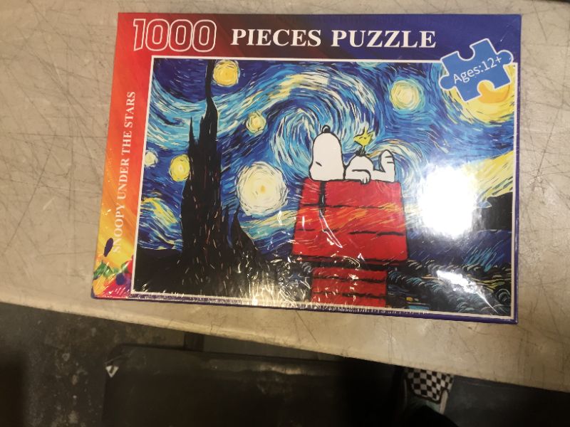 Photo 2 of Large 1000 Pieces Jigsaw Puzzle Wooden Classic Snoopy Under The Stars Landscape
