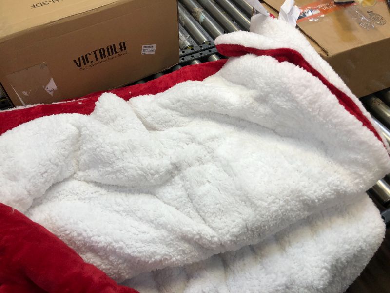 Photo 3 of Amazon Basics Ultra-Soft Micromink Sherpa Blanket - King, Red
