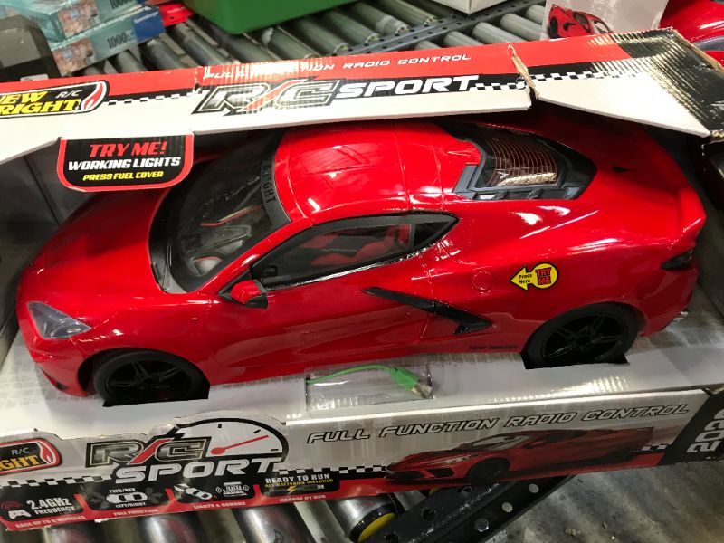 Photo 3 of New Bright 1:8 (22") R/C Full Function USB Showcase Sportscar - Corvette C8 Torch Red
