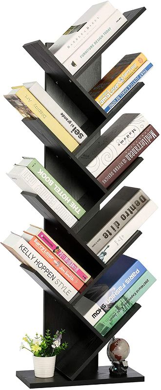 Photo 1 of Berry Ave 9-Tier Tree Bookshelf - Unique Bookshelf for Books, Magazines, DVDs & More- Space Saving Spine Book Tower - Free Standing Bookcase in Modern Design for Home & Office Use (Black)
