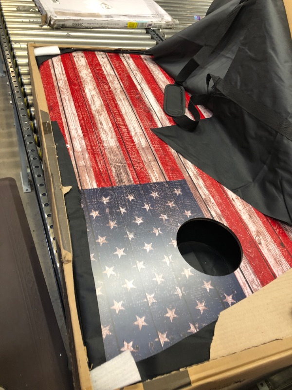 Photo 1 of GoSports American Flag Regulation Size Cornhole Set Includes 8 Bags, Carry Case & Rules
CARRYING CASE DAMAGED 