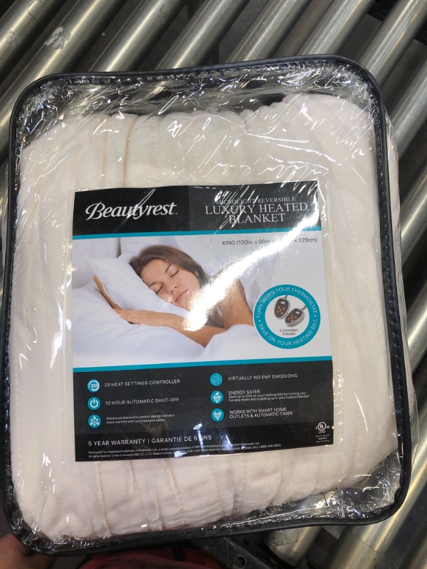 Photo 2 of Beautyrest - Heated Plush Blanket - Ivory - King