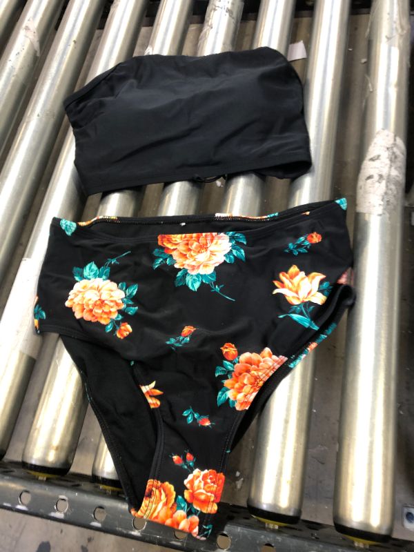 Photo 1 of BLACK WOMENS BIKINI WITH FLORAL PATTERN SIZE SMALL
